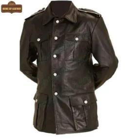 M004 Cafe Racer German Panzer Brown Coat for Men's