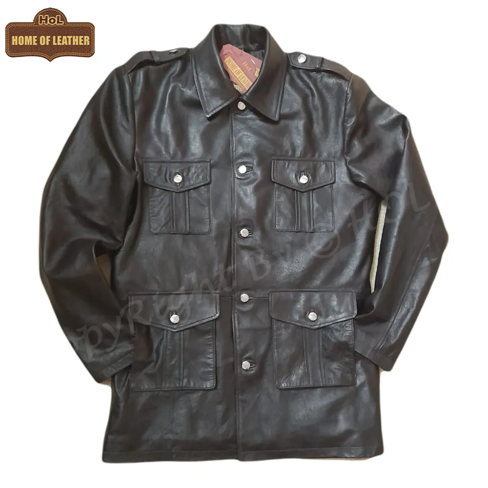 M004 Cafe Racer German Panzer Brown Coat for Men's