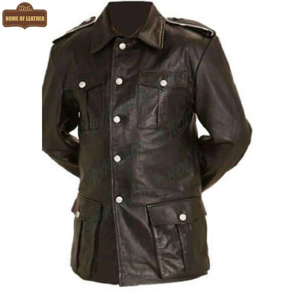 M004 Cafe Racer German Panzer Brown Coat for Men's