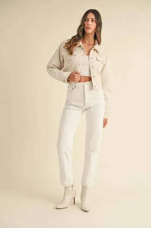 MABLE Embroidered Quilted Cropped Jacket