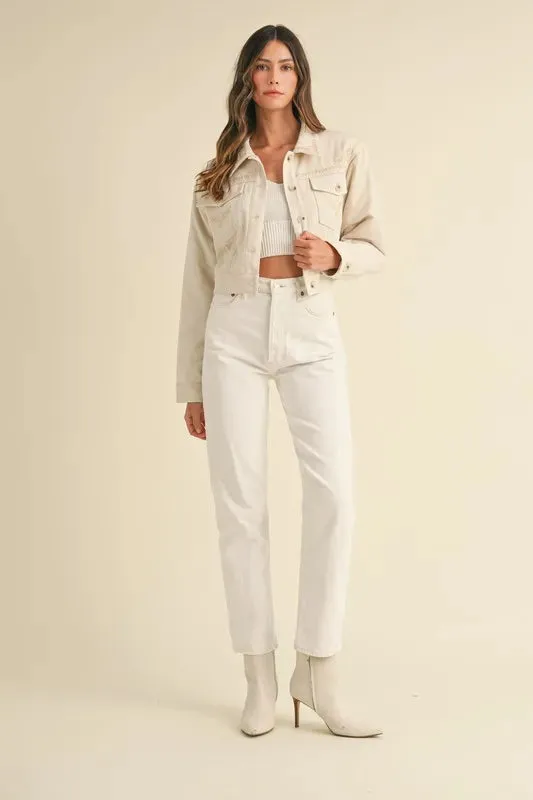 MABLE Embroidered Quilted Cropped Jacket