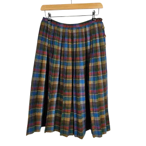 Marella Pleated Wool skirt with Plaid Print