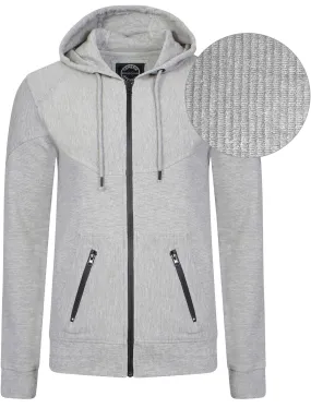 Mens Kevin Qutory Zip Up Hoodie in Grey Marl