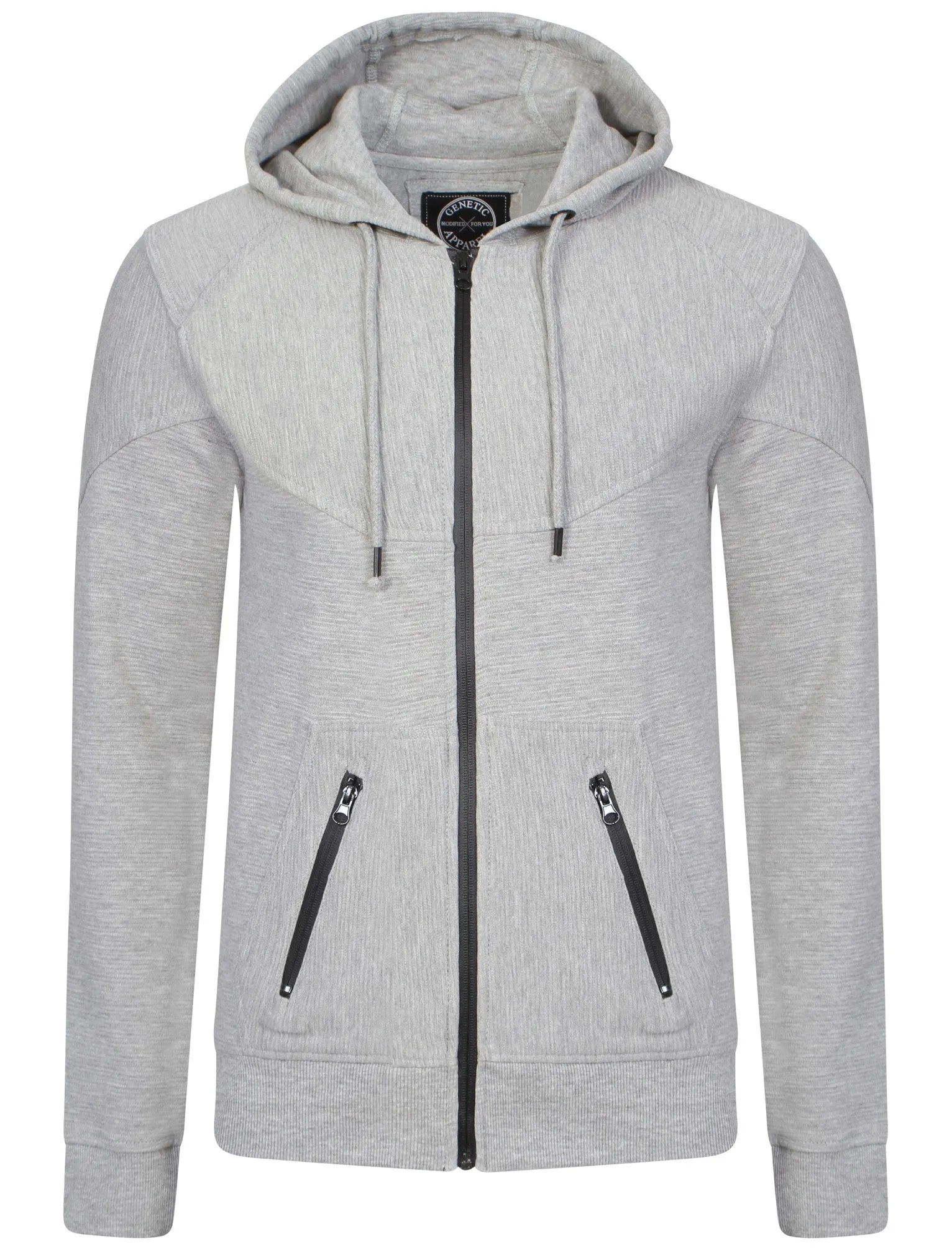 Mens Kevin Qutory Zip Up Hoodie in Grey Marl