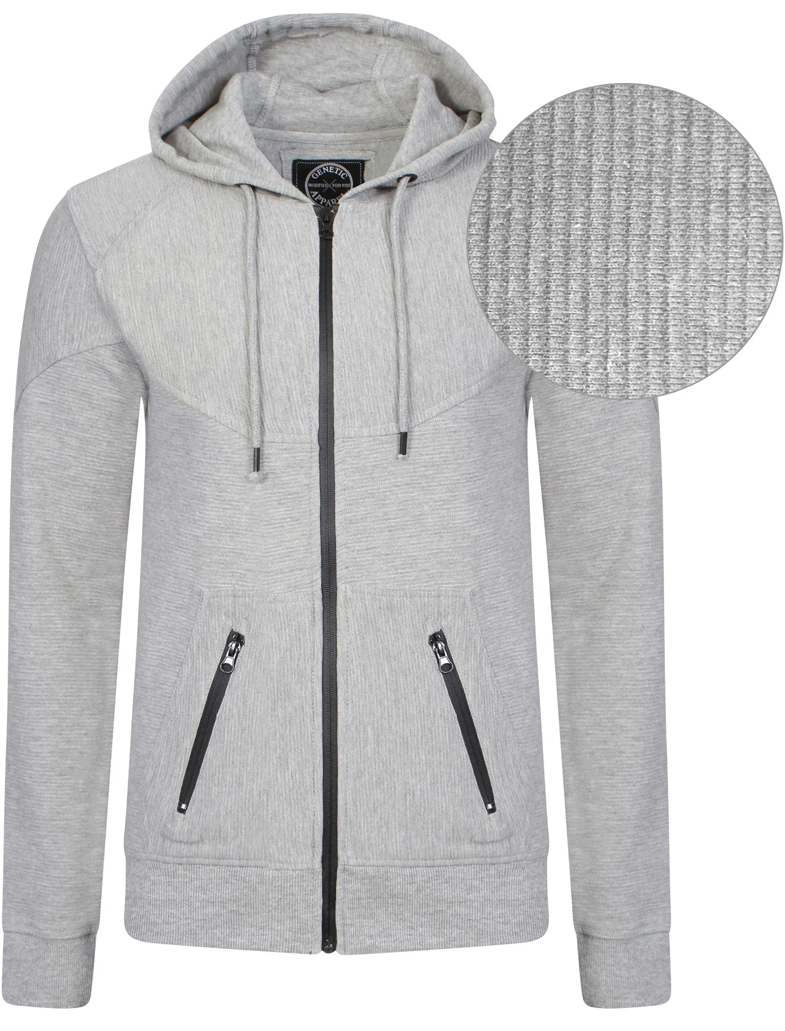 Mens Kevin Qutory Zip Up Hoodie in Grey Marl