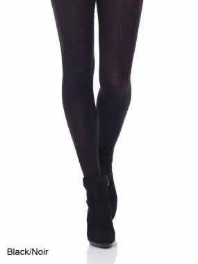 Merino Wool Cable Tights in Black   Ecru - S & L
