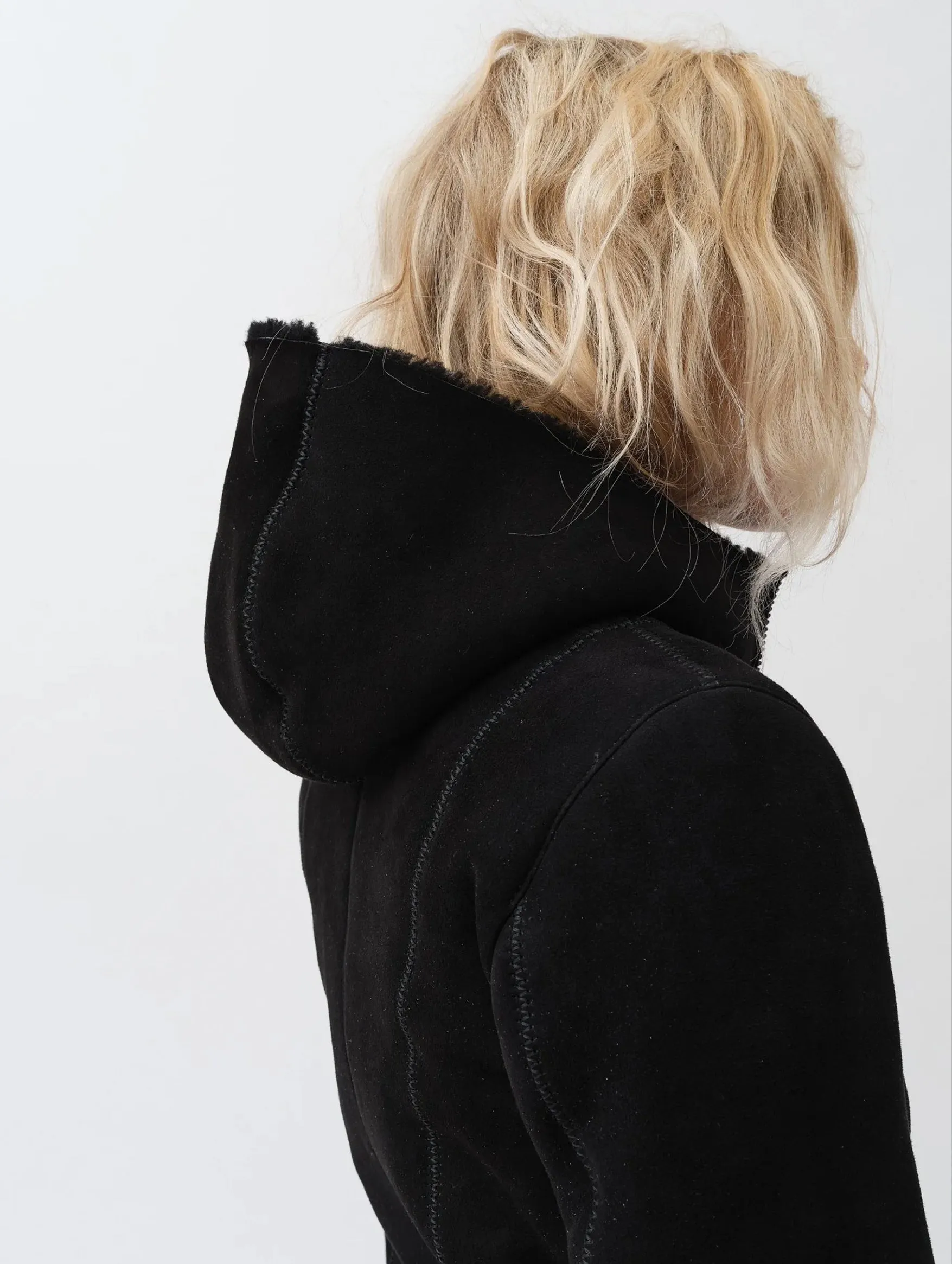 Milena Jacket in Black Shearling