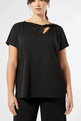 MINO BLACK JERSEY CREPE T-SHIRT