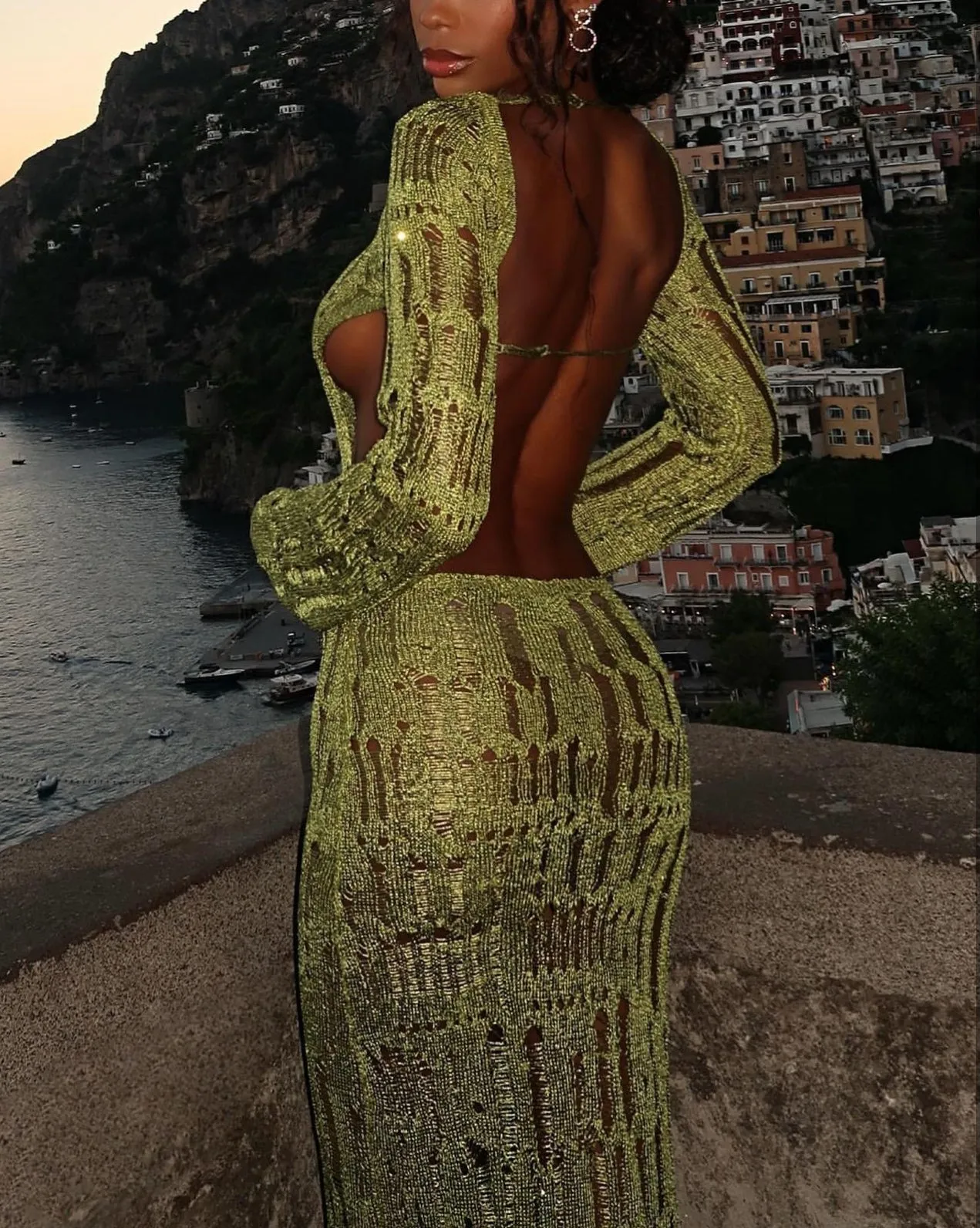 Moss Metallic Maxi Dress