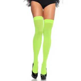 Neon Green Opaque Nylon Thigh Highs - Leg Avenue