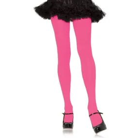 Neon Pink Nylon Tights - OS