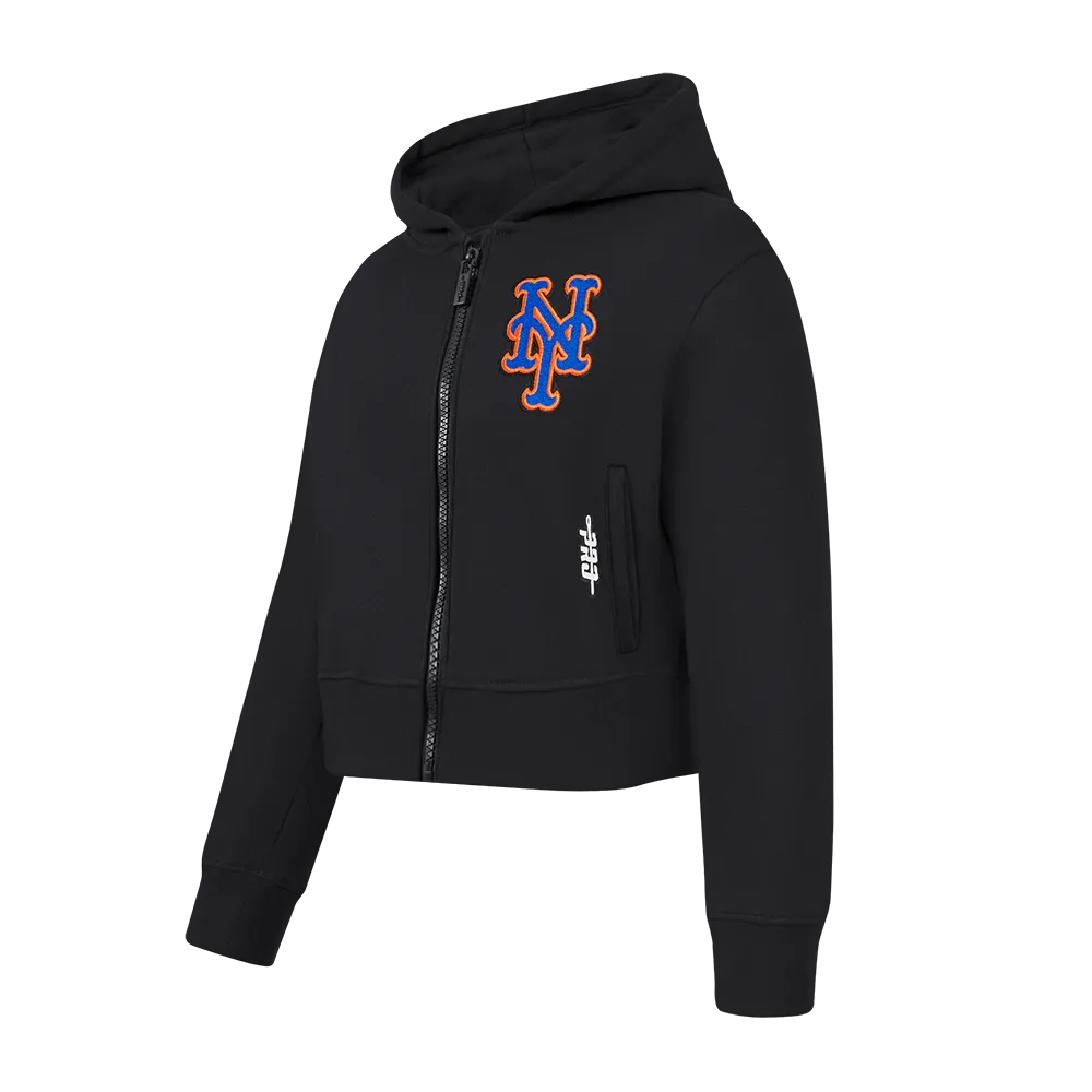 NEW YORK METS CLASSIC BIG GIRLS FLC FZ HOODIE (BLACK)