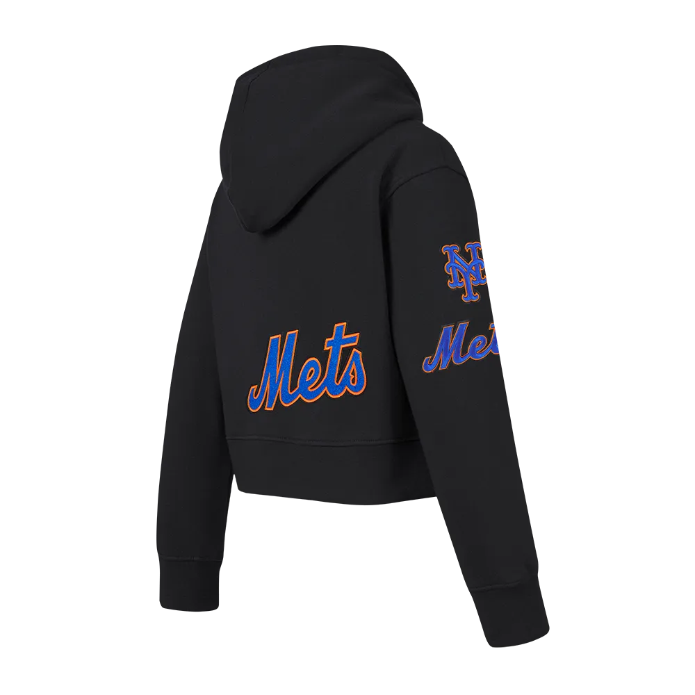 NEW YORK METS CLASSIC BIG GIRLS FLC FZ HOODIE (BLACK)
