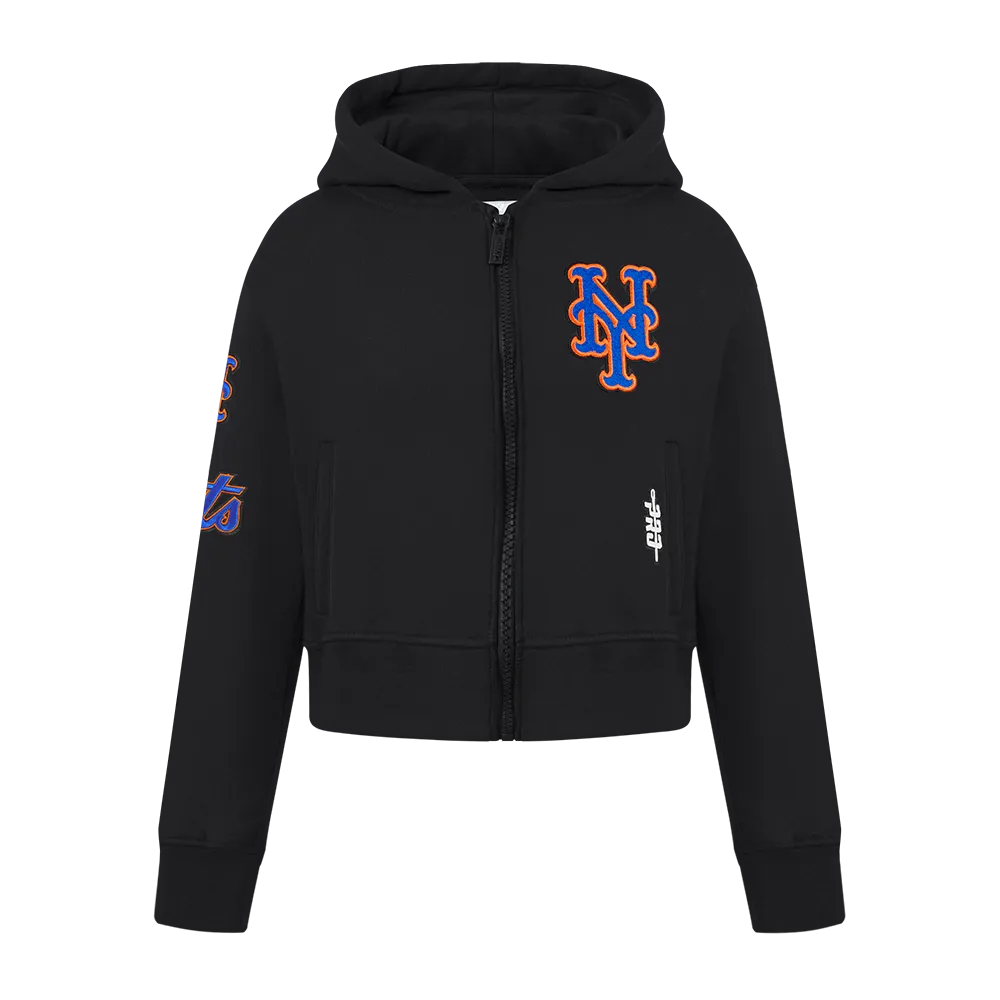 NEW YORK METS CLASSIC BIG GIRLS FLC FZ HOODIE (BLACK)