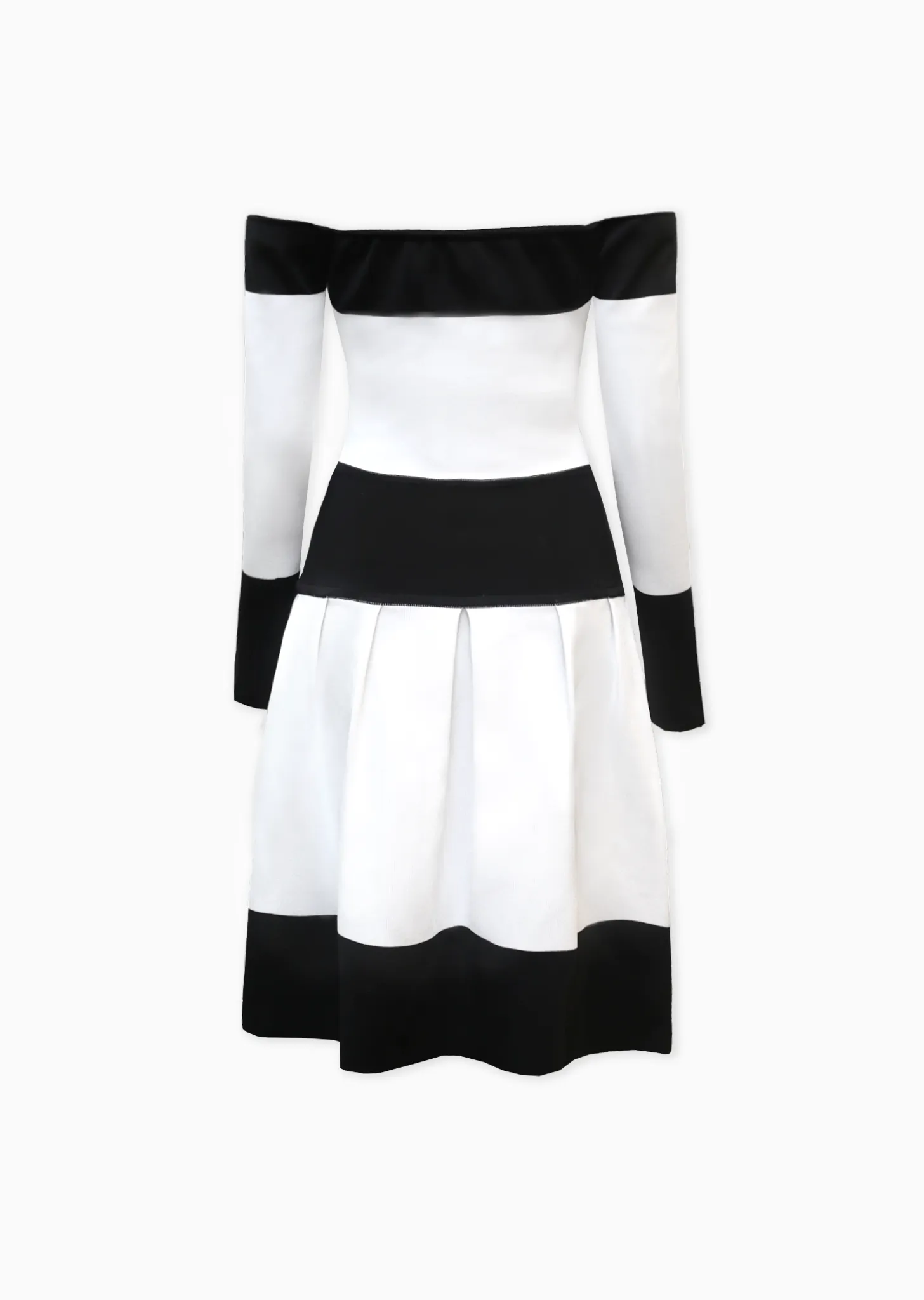 Odila – Long Sleeve Off-Shoulder Contrast Dress