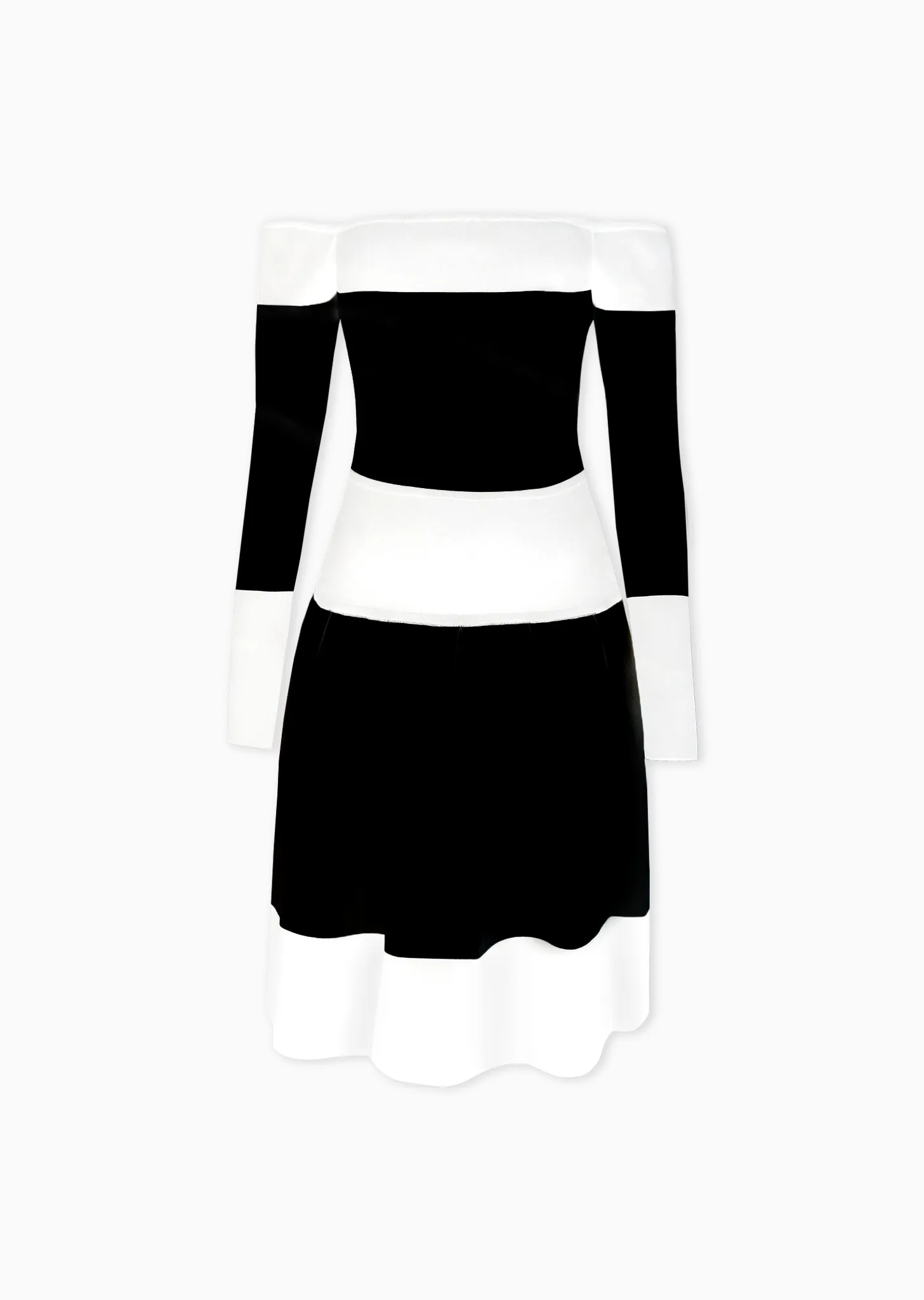 Odila – Long Sleeve Off-Shoulder Contrast Dress