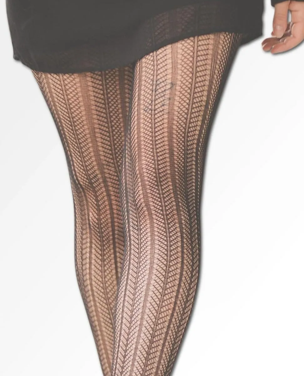 Olga Recycled Herringbone Tights Black