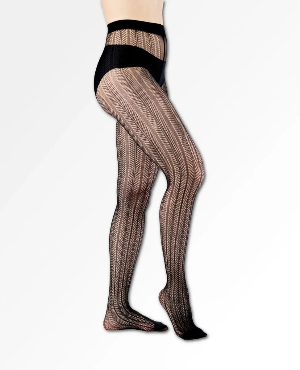 Olga Recycled Herringbone Tights Black