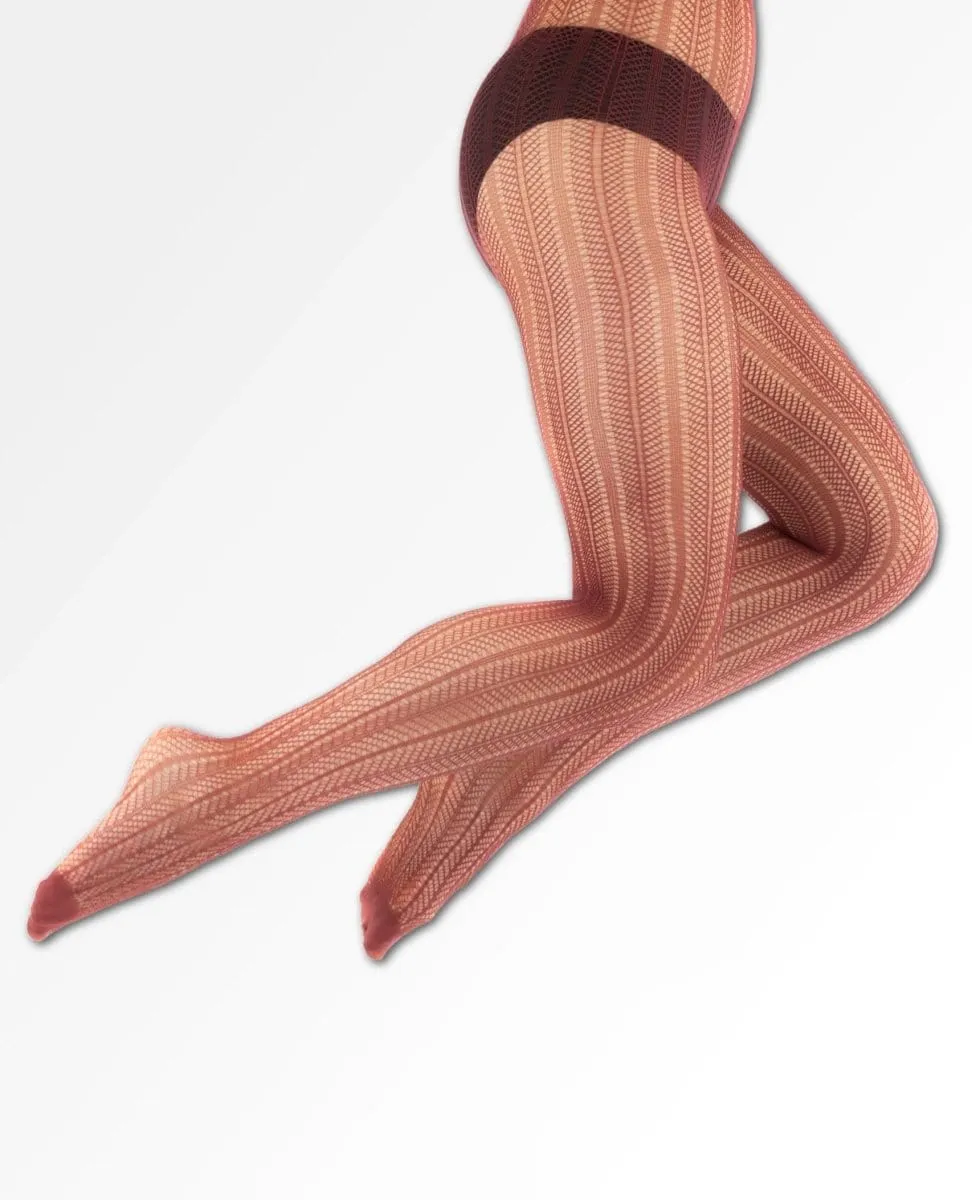 Olga Recycled Herringbone Tights Burgundy