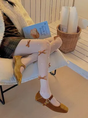 Pearl lolita bow tights