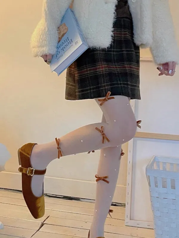 Pearl lolita bow tights