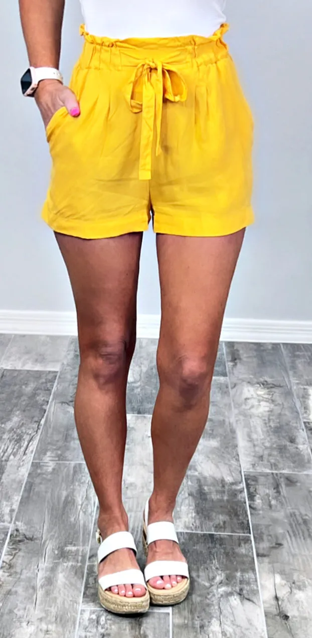 Penny For Your Thoughts Shorts - Mustard