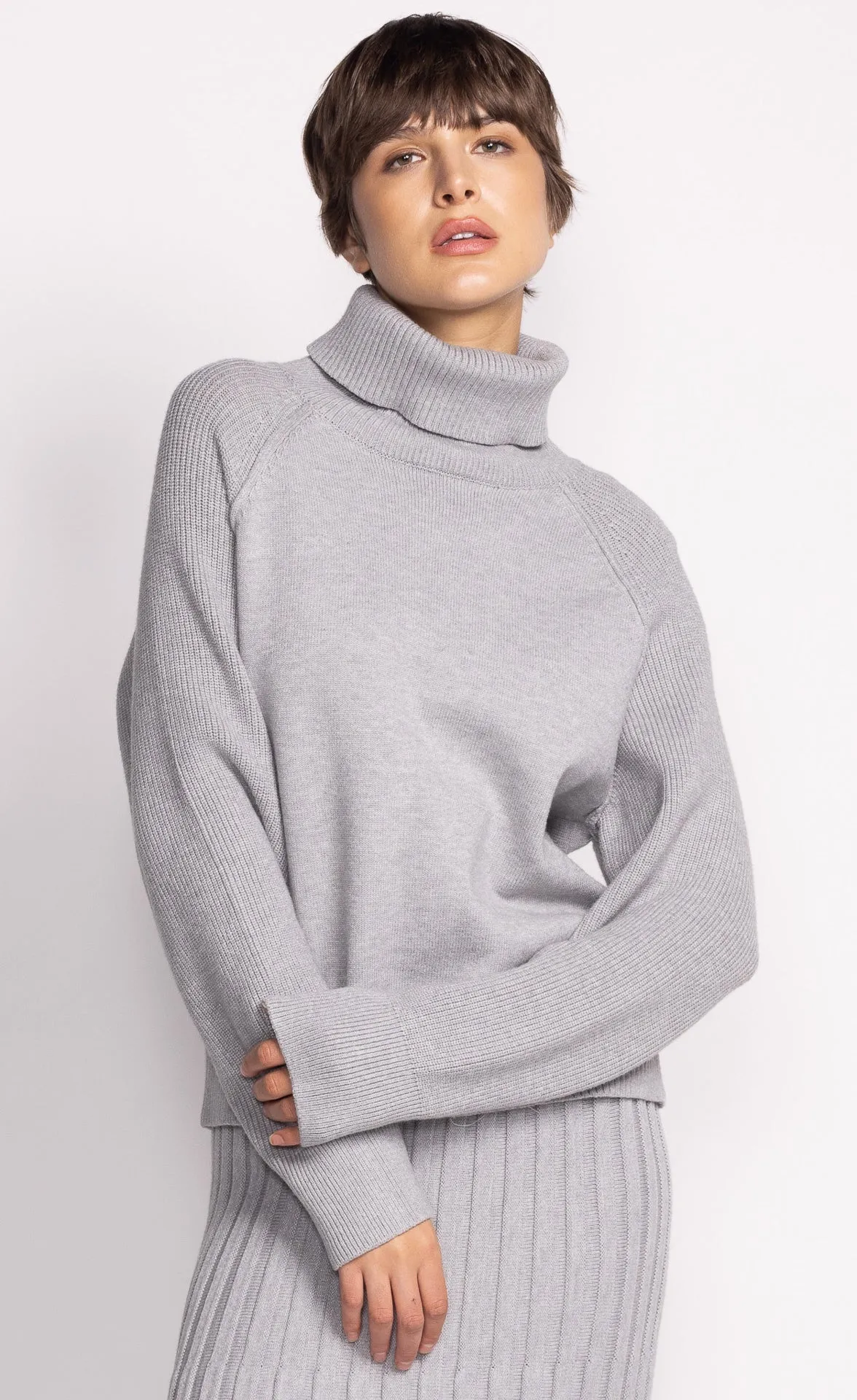 Pink Martini Women's Sadie Turtleneck Sweater - Grey