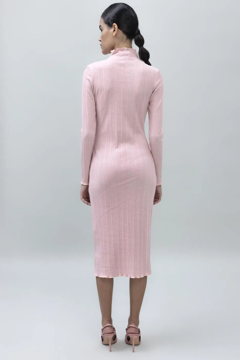 Pink Pocket Detailed Midi Dress