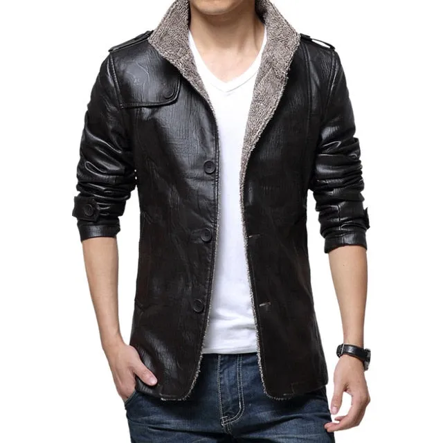 Plus Size 7XL 8XL Winter Leather Jacket