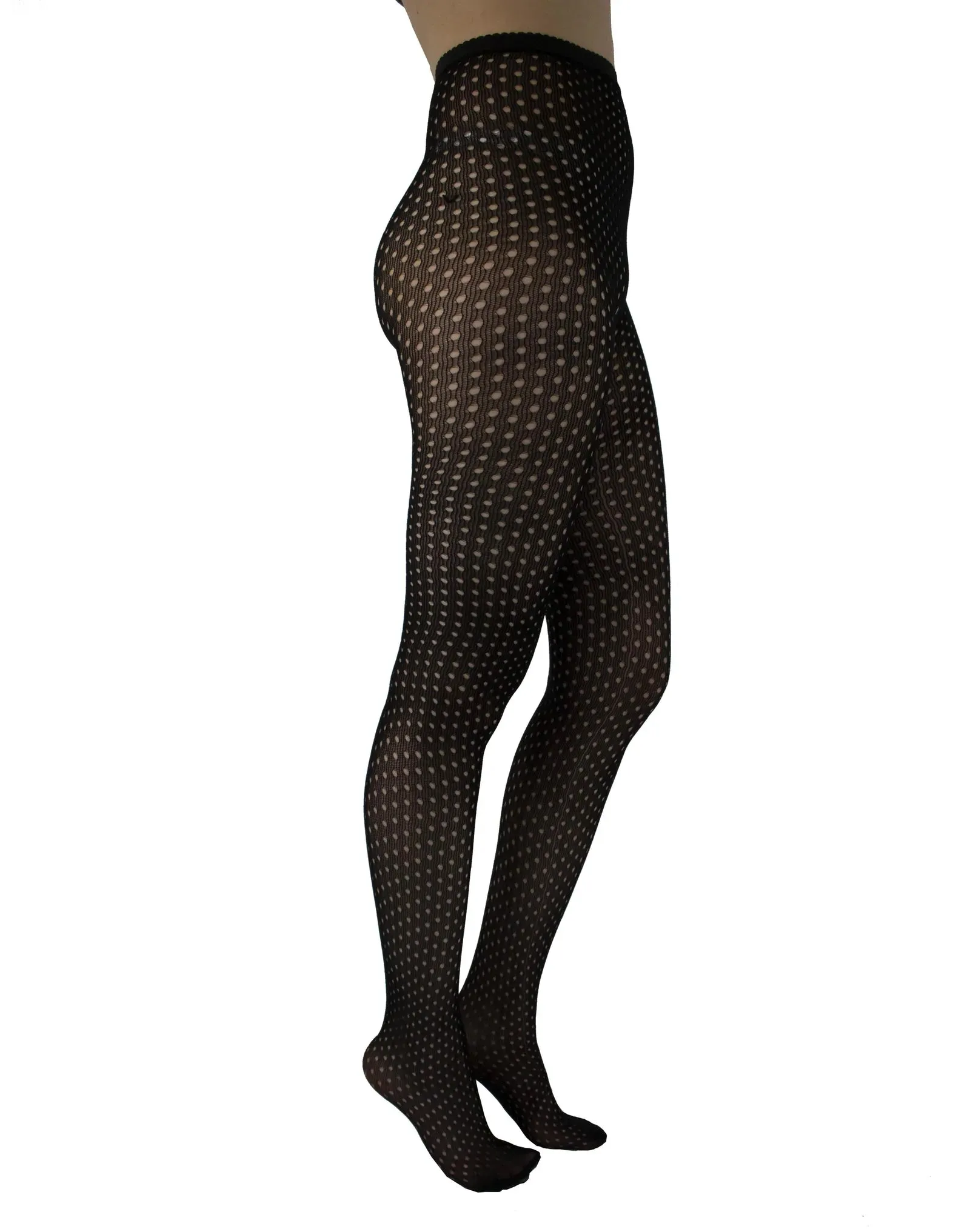 Polka Dot Net Tights Black by Pamela Mann