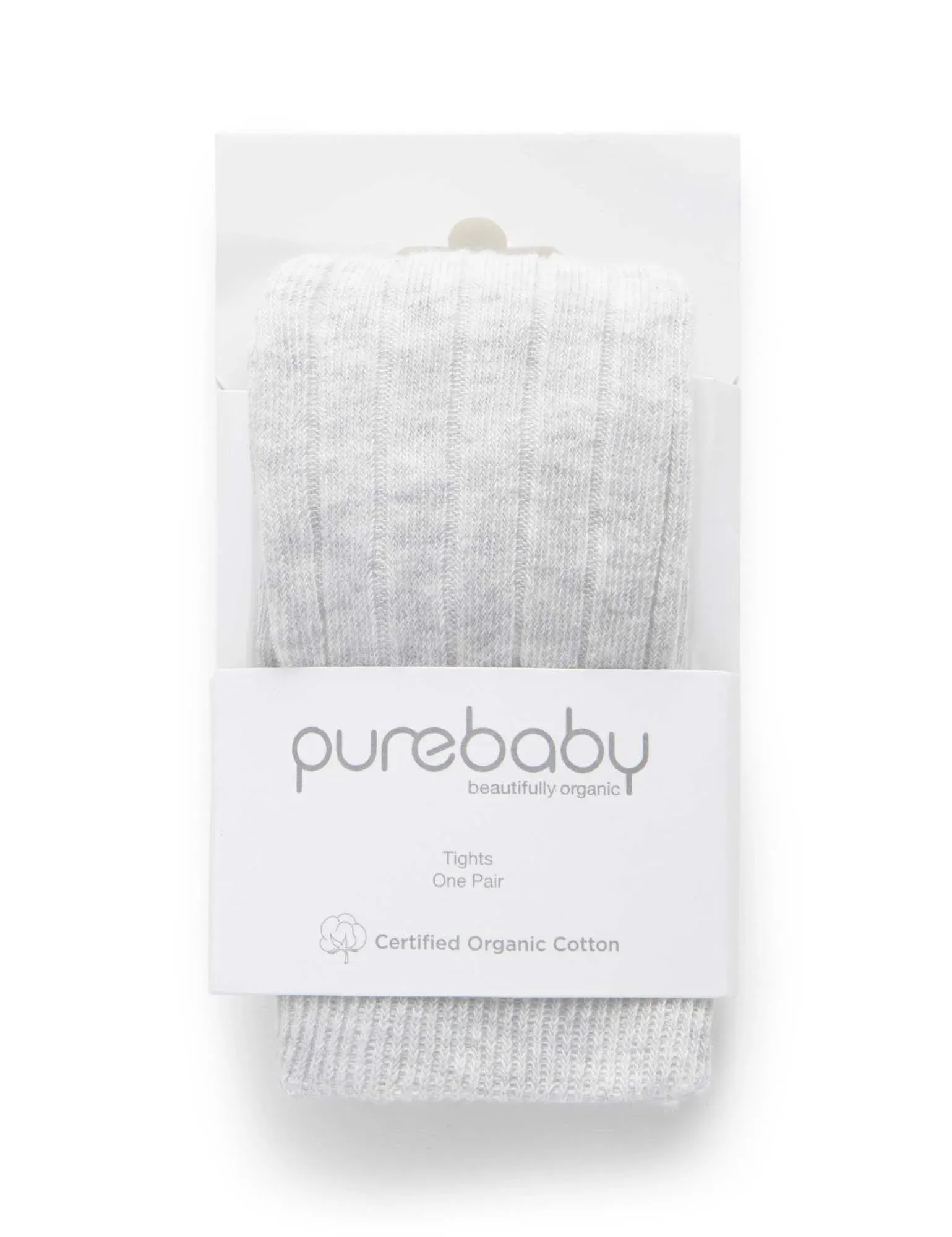 Purebaby Rib Tights - PALE GREY MELANGE