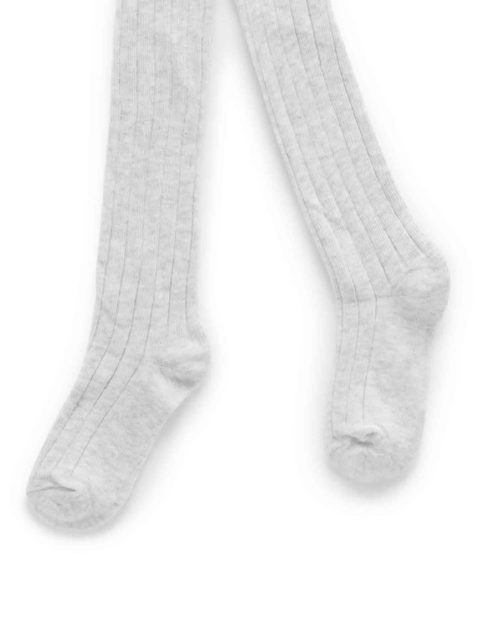 Purebaby Rib Tights - PALE GREY MELANGE
