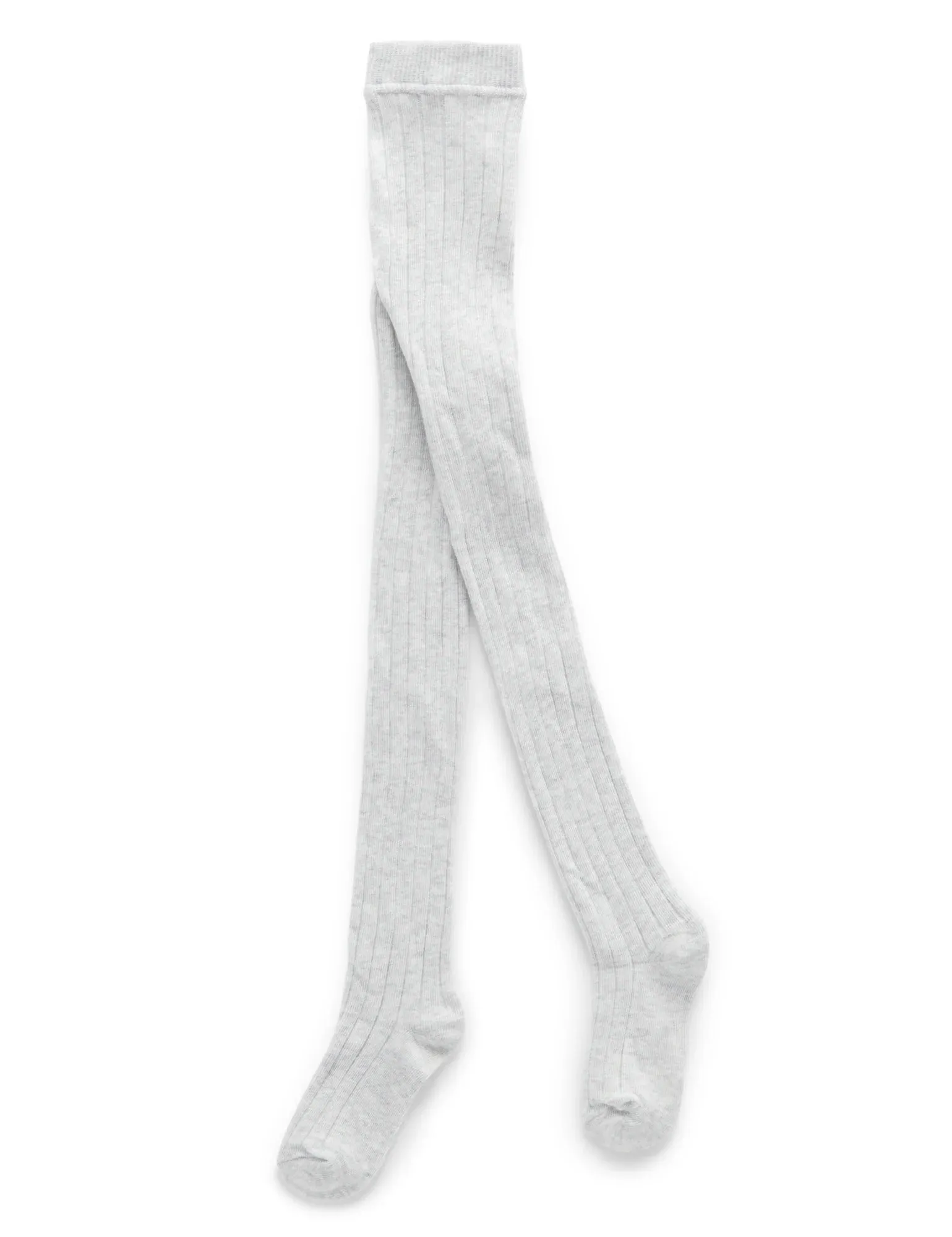 Purebaby Rib Tights - PALE GREY MELANGE