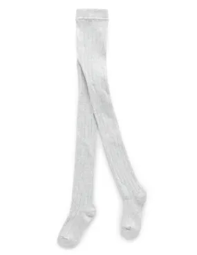 Purebaby Rib Tights - PALE GREY MELANGE