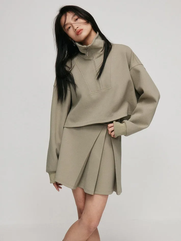 Racer-pleated A-line Skirt