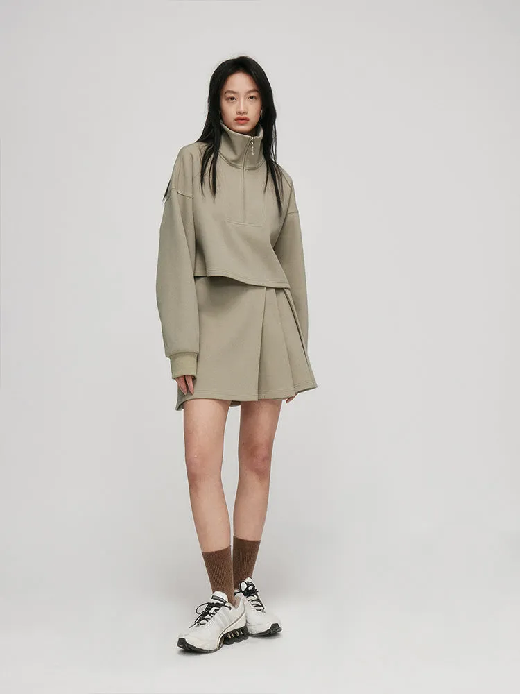 Racer-pleated A-line Skirt
