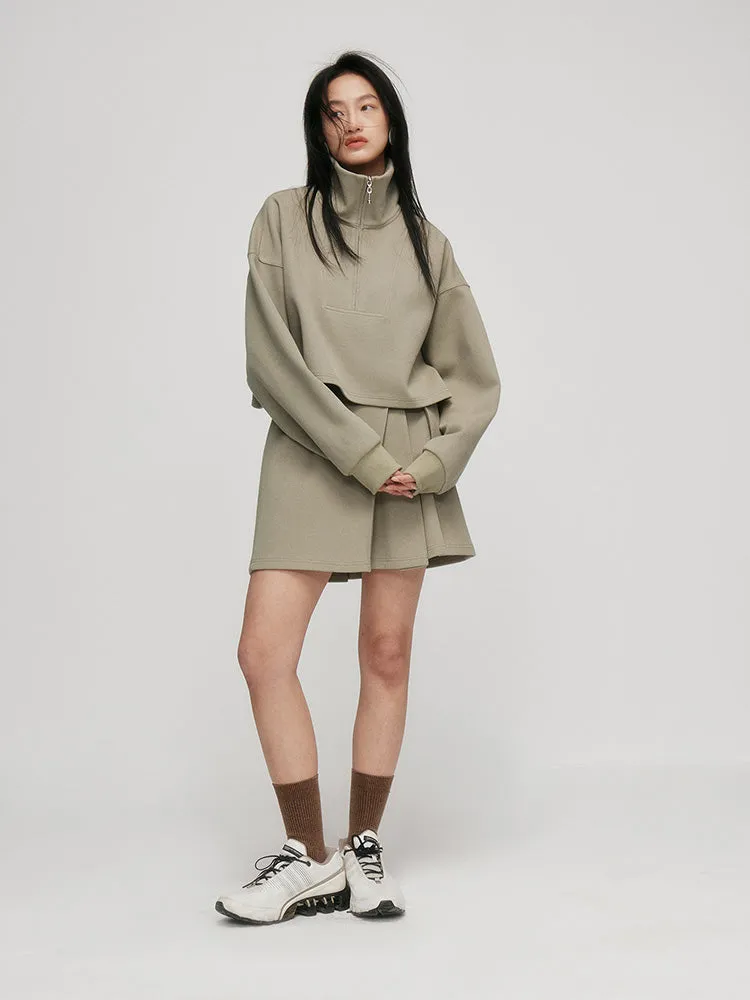 Racer-pleated A-line Skirt