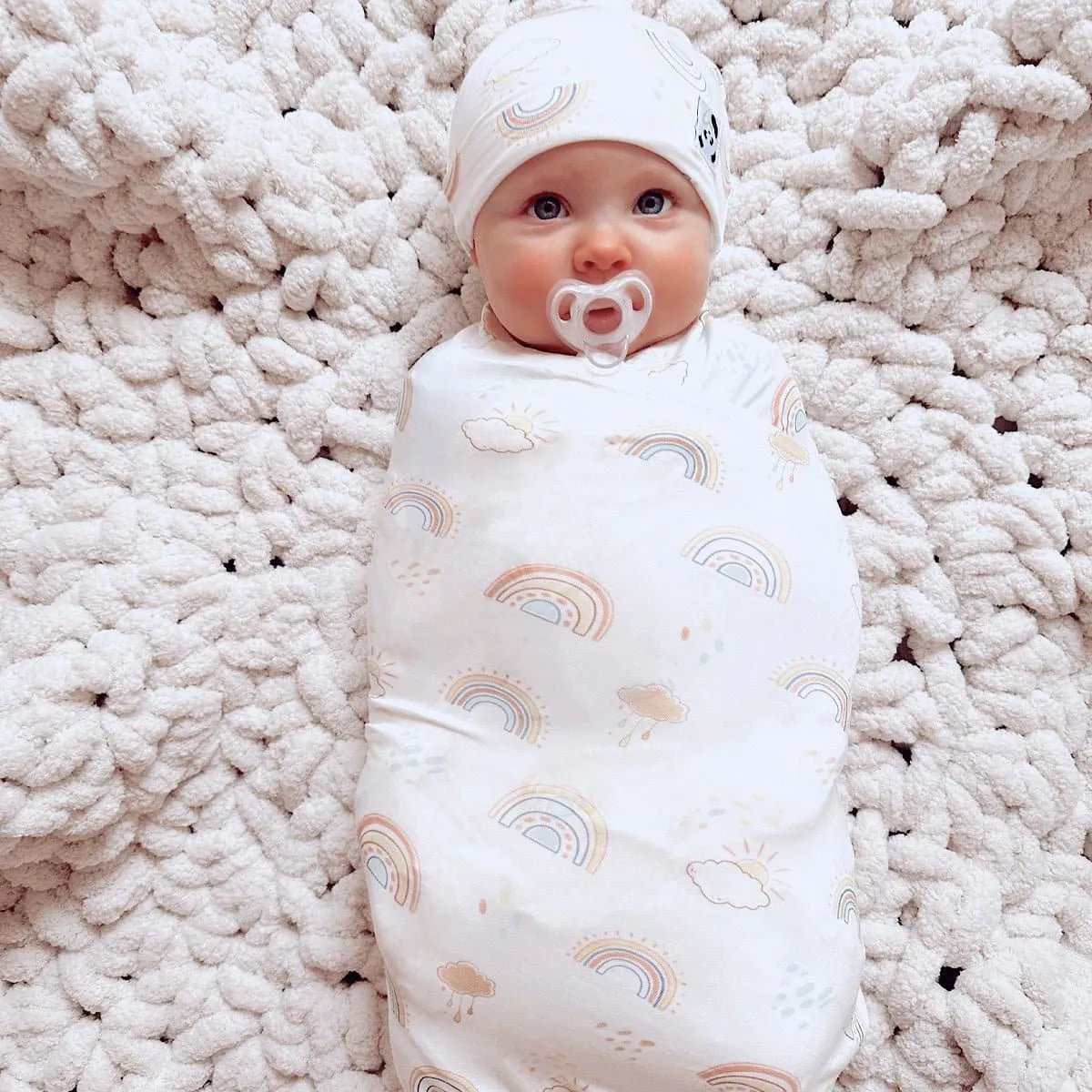 Rainbows Bamboo Swaddle & Beanie Set