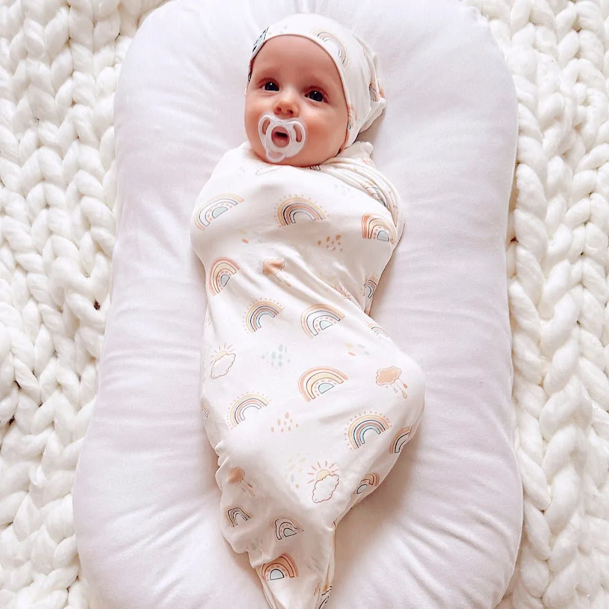 Rainbows Bamboo Swaddle & Beanie Set
