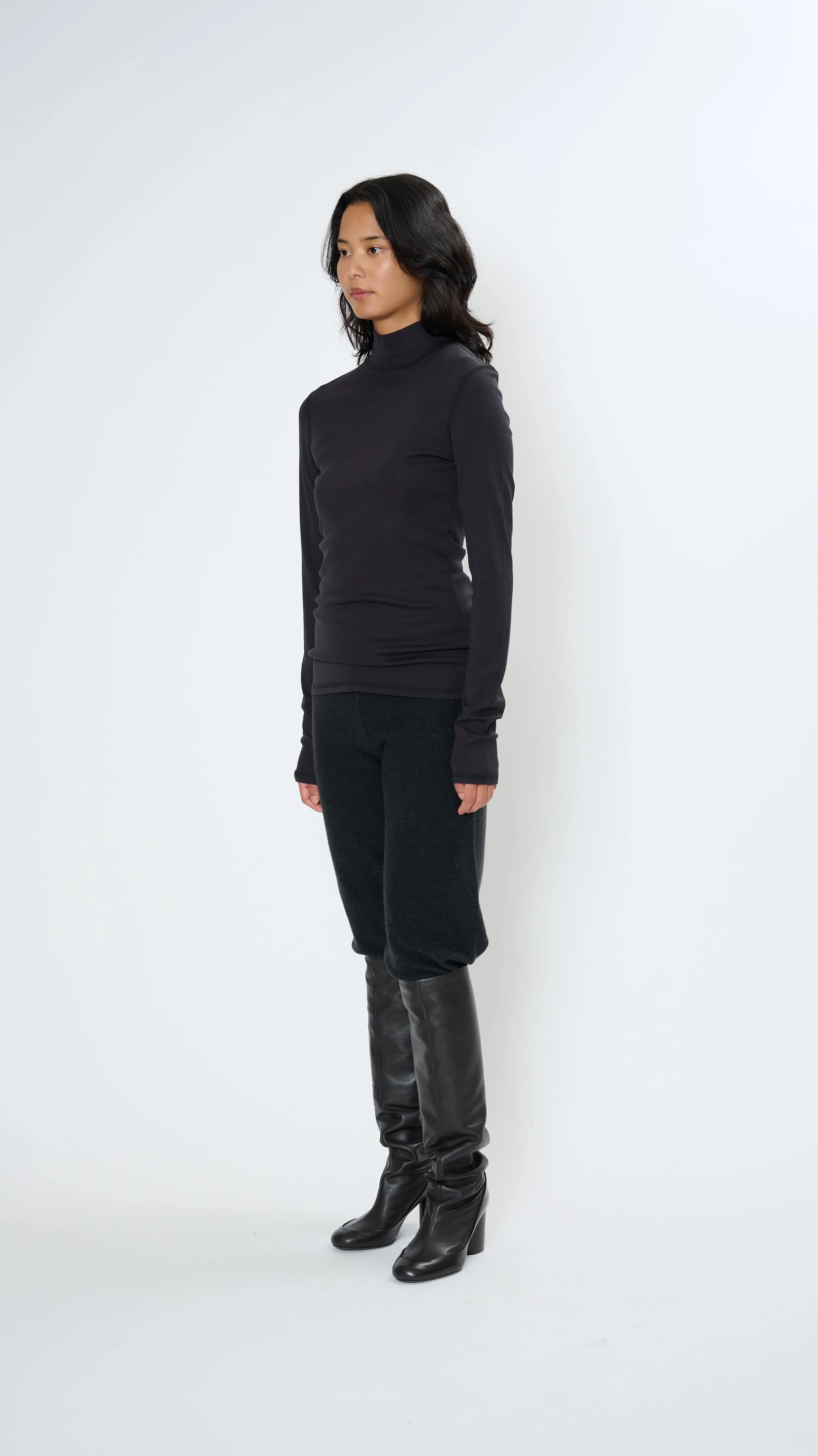 Rib Turtleneck in Squid Ink