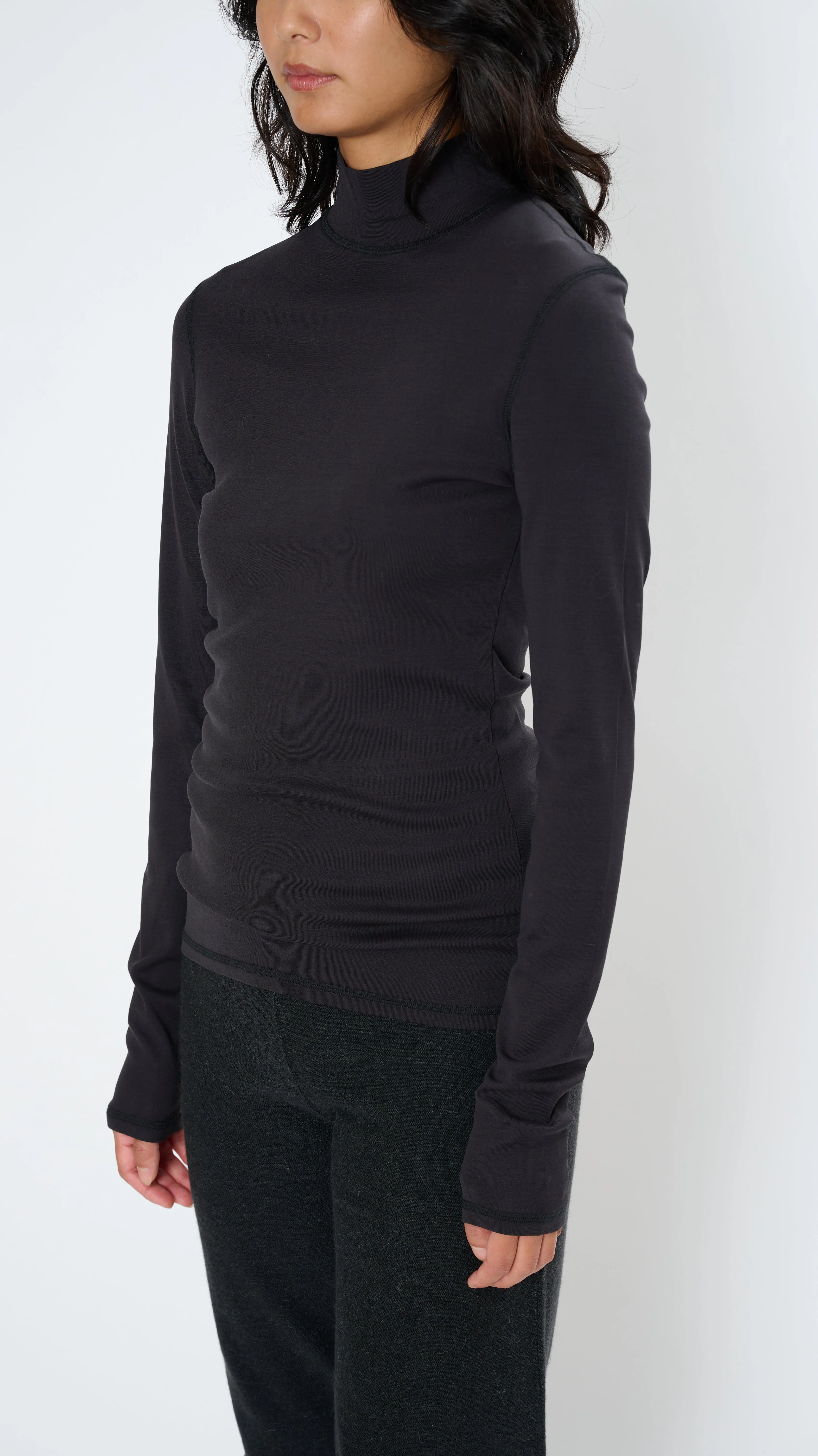 Rib Turtleneck in Squid Ink