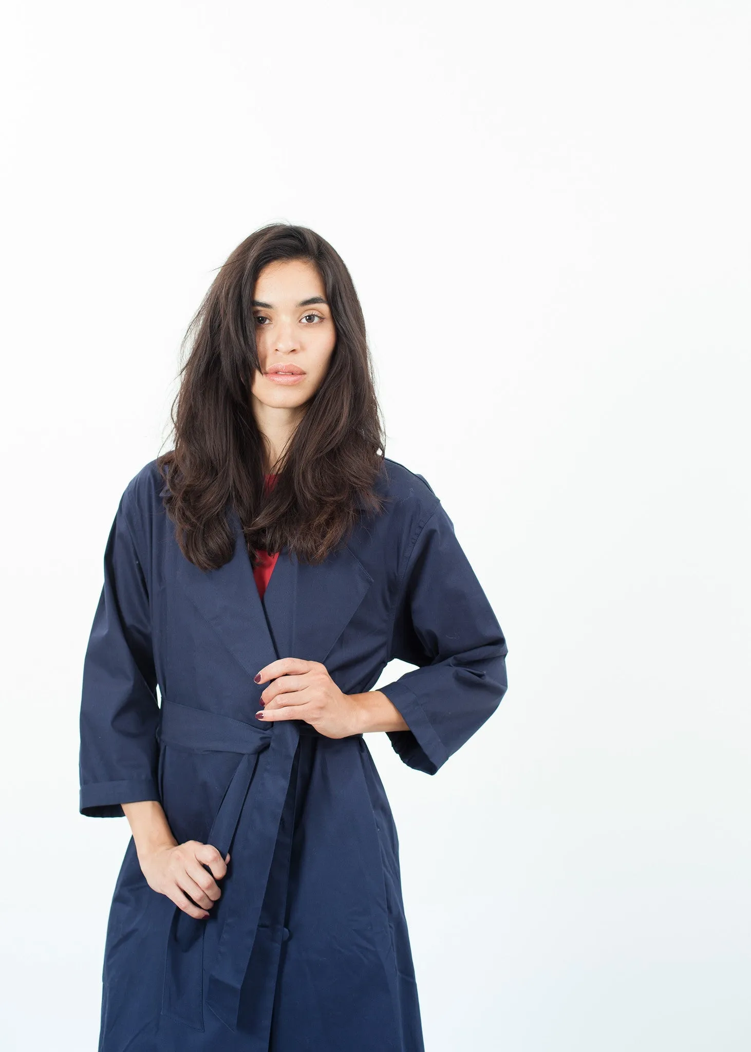 Sateen Trench in Navy - Fashionable Choice