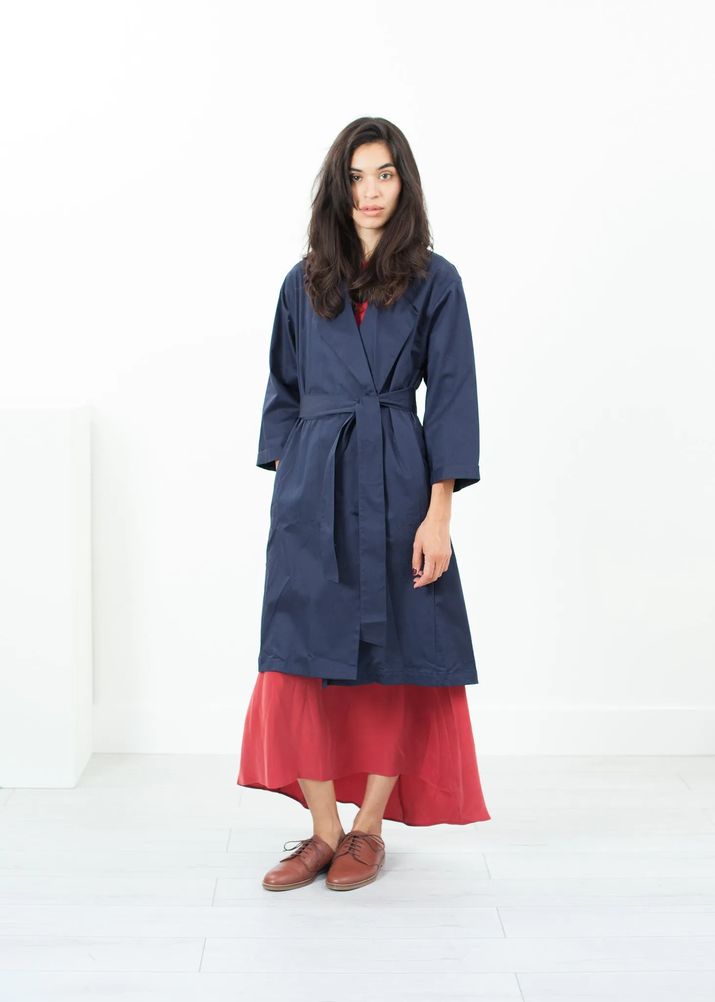 Sateen Trench in Navy - Fashionable Choice