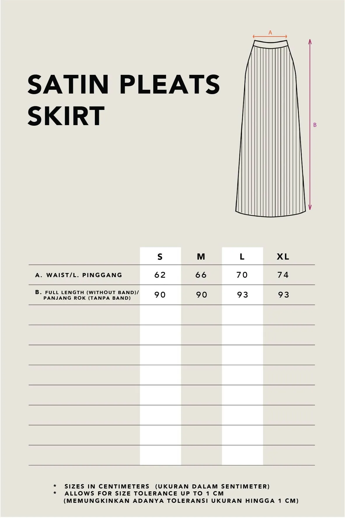 SATIN PLEATED SKIRT PLAIN IVORY