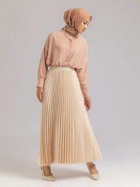 SATIN PLEATED SKIRT PLAIN IVORY