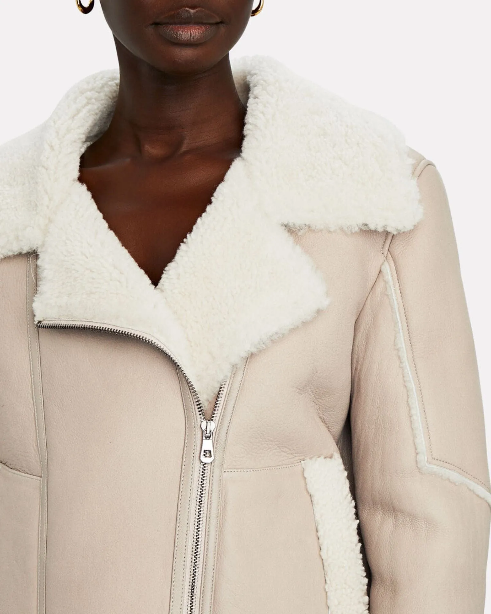 Shearling-Trimmed Moto Jacket