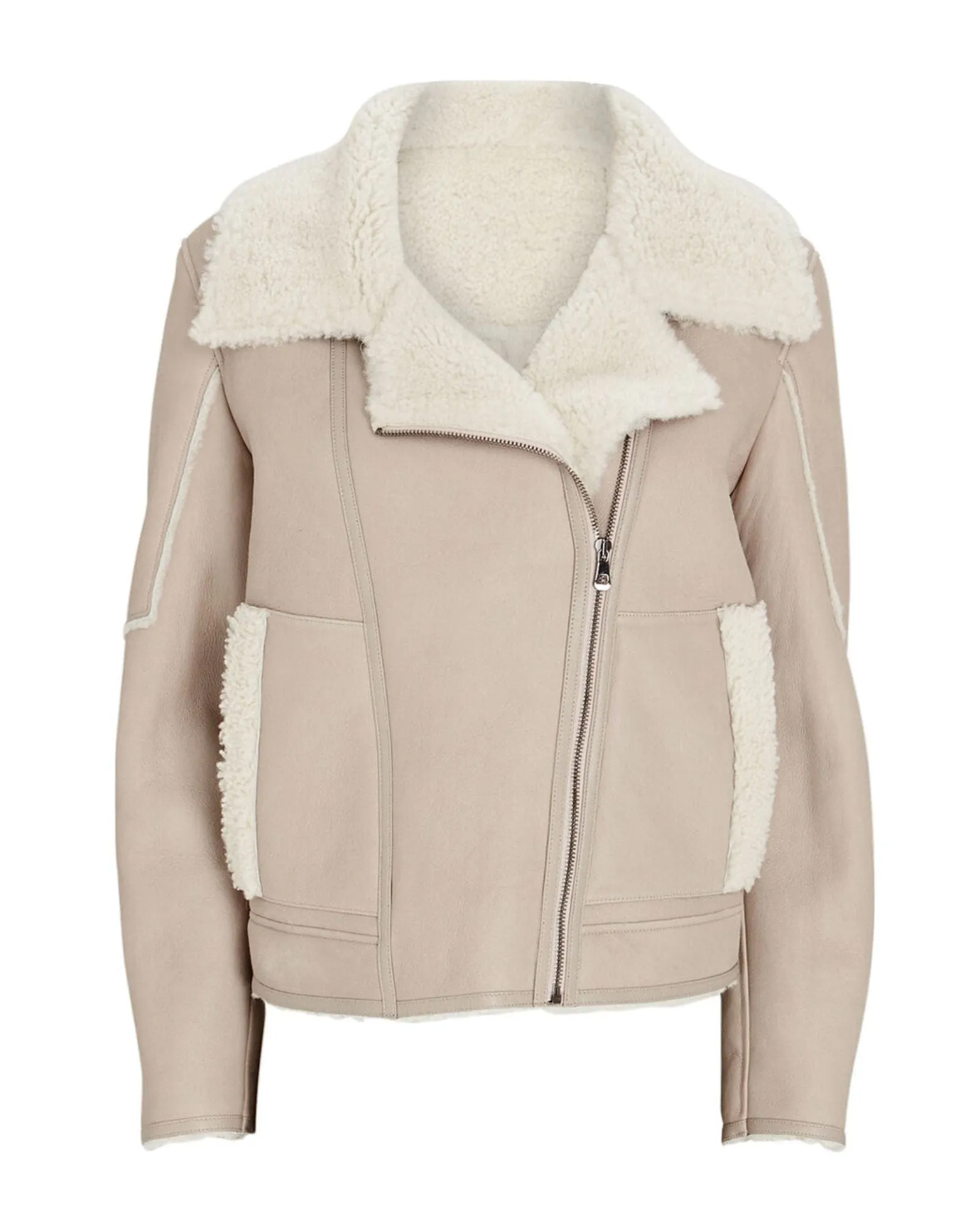Shearling-Trimmed Moto Jacket