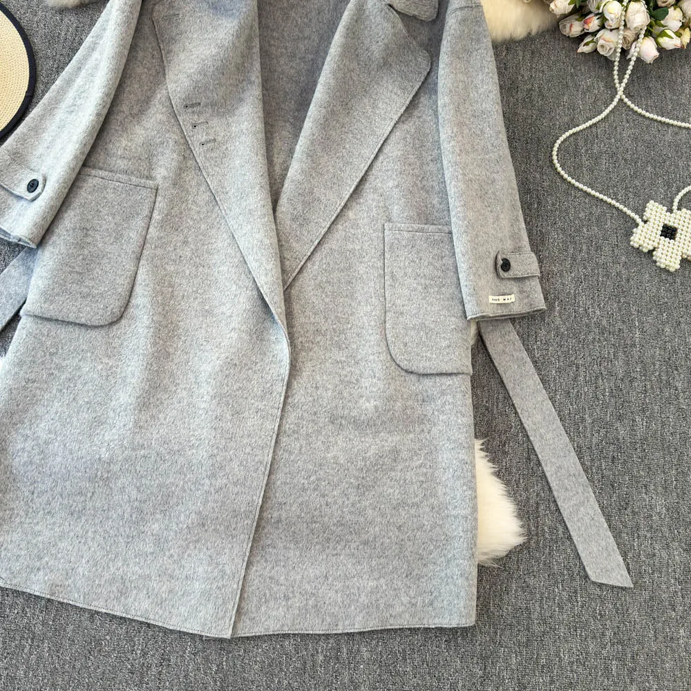 Solid Color Tweed Trench Coat