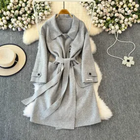 Solid Color Tweed Trench Coat