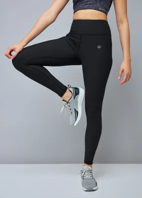 Solid High Waist Tights with Side Pocket